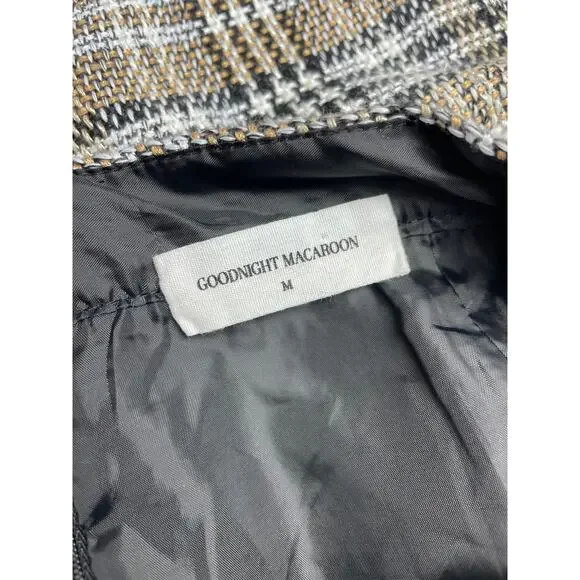 Goodnight Macaroon Plaid Tweed Fringe Hem Mini Skirt Size Medium Preppy Twee - Picture 3 of 3